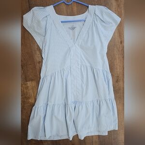 Vineyard Vines Striped Flutter Sleeve Tiered Dress Size L Preppy Coastal Summer